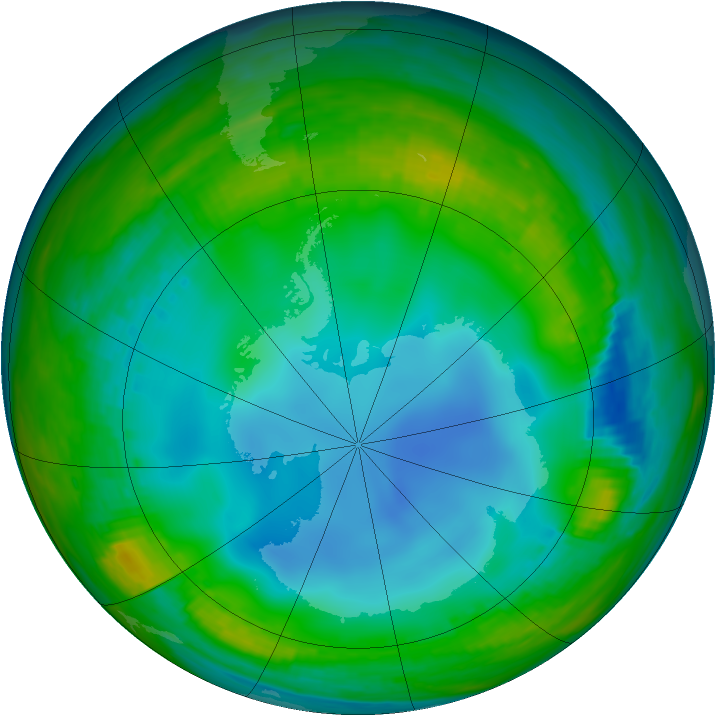 Antarctic ozone map for 07 July 1987